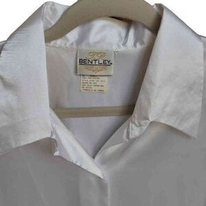Vintage TR Bentley White Sateen‎ Button Up SZ L